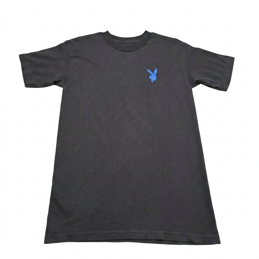 Vlone x Playboy Bunny Logo‎ T-Shirt Black Blue Men's Size M Medium Authentic